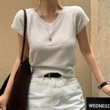 [BELLIDE MADE] Vネックリネン半袖ニット