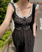 Morphine lace banding blouse