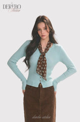 mint dot scarf cardigan