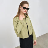 WOMAN ジップアップコットンショートジャケット [OLIVE]