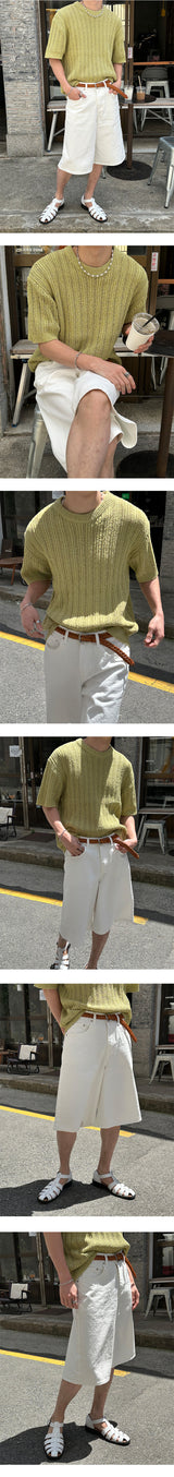 【S/S】ホワイトコットンバミューダパンツ