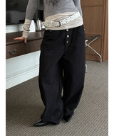 Button cotton wide pants(4color)
