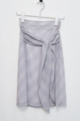 Layered Check Wrap Midi Skirt (Gray)
