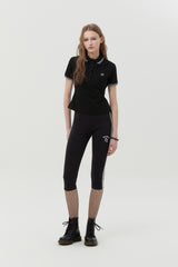 LINE POINT SHORT LEGGINGS [BLACK]