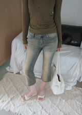 Zpi Vintage-Washed Low-Rise Capri Denim Jeans