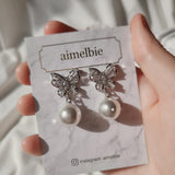Butterfly and Pearl Piercing - Silver Color