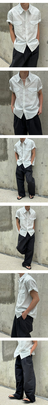 [Unisex] ナイロンツータックロープバンドパンツ(3color)