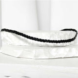 Leather string necklace_flat weave black