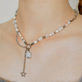 Aurora Star Pearl Chain Drop Surgical Necklace