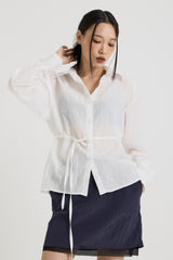 Sheer String Blouse, White