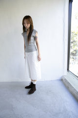 strap shirring cotton midi skirt(2colors)