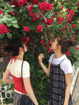 Tie-up check nasi blouse (2color)