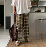 カイパーチュルクチェックパターンワイドフィットパンツ