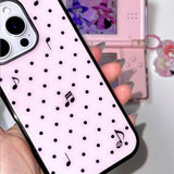 xs ♩♪♬ ドット. (ピンク) グラスバンパー iPhoneケース