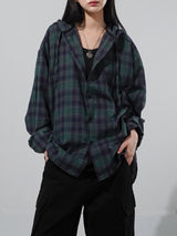 (UNISEX) Vintage Check Hood Shirt