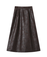 Printed leather A-line skirt