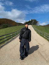 Black leather shirring padding