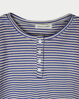 Stripe button t-shirt_blue
