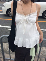 Robit Lace Flare Frill Sleeveless Blouse