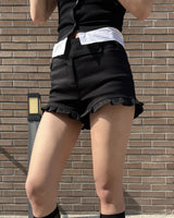 ロマンチック2ボタンフリルコットンショートパンツ (2 colors)