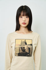 ペイント プリント ウィメンズ ロングスリーブ T シャツ