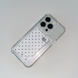 [MADE] DOTTY KITTY PHONE CASE WHITE (clear pocket)