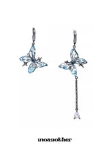 [925 Silver Post] Blue Butterfly Drop Earring