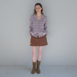 Brown Corduroy Patch Mini-Skirt