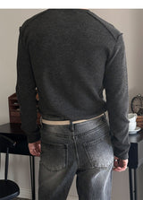 [MUSCLE FIT] Shoulder cutting knit sleeves(3color)