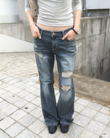 Lowrise grey washing boots cut pants