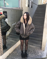 Fur hood vintage jumper
