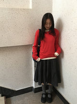 Zikan Check Shirring Midi Skirt