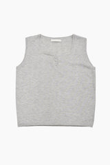 Silk button sleeveless knit top