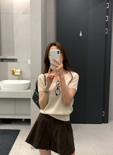 Rear Cool Linen Ribbed Short Sleeve Knit / 4 colors