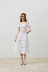 RIA ONE-SHOULDER SHIRRING TOP / PALE LAVENDER