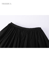Lacey cotton shirring wrap mini skirt black