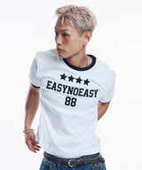 ナンバリングパッチクロップリンガーTシャツ - ホワイト