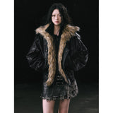 2024FW“rain” Fur collar leather jacket