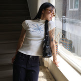 Send vintage flower half-turtleneck sleeveless T-shirt
