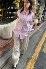 ブローチストライプシャツ_PINK