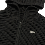 25SS SOLIED KNIT HOODIE ZIP UP BLACK
