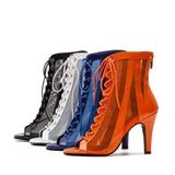 See-Through Patent Combination Open Toe Heel(Orange)