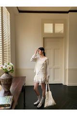 Lily frill shirring lace skirt