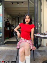 Check Floral Flare Mini Pants Skirt