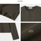 DIAGONAL WAFFLE HENLEY NECK