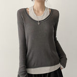 Yeori Mood Layered☁️U-neck soft knit tee