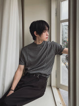 Week Diagonal Cut Half-Neck Short Sleeve Knit