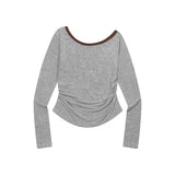 SELUA ONE SHOULDER UNBALANCE SHIRRING LONG SLEEVE T