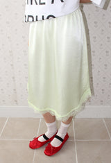 SATIN CURVED LACE SKIRT