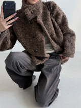 High neck boucle half coat(4color) 